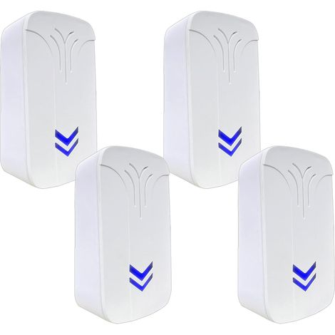 Lot de 4 répulsifs à ultrasons électroniques contre les moustiques, les insectes, la lutte contre les rats, pour l'intérieur, anti , mouches, souris, araignées 10x5.8x4.5cm