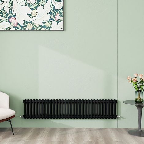 AICA 300x1460mm 2 Column Horizontal Black Radiator Central Heating Cast Iron Style