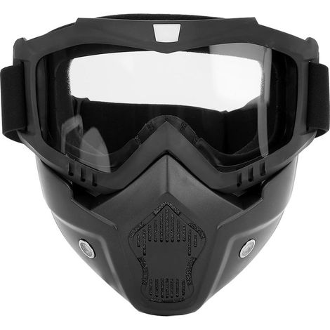 Masque de protection facial anti-buée résistant aux chocs (Noir et Transparent) (1/5)