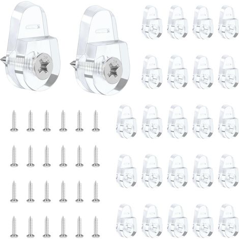 Lot de 25 clips de fixation pour miroir en plastique transparent avec vis pour miroir sans cadre (1/5)