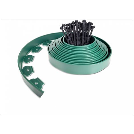 10 m Bordure de Jardin en Plastique ètres avec 30 Piquets d'ancrage Bordurette de Pelouse Flexible Bordure de Gazon avec piquets Solides Idée de Jardin Hauteur 50mm