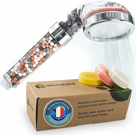 Soffione doccia XL alla vitamina C Premium con filtro dell'acqua - Doccia anticalcare, elimina il 99% di cloro e altro - Bellezza e purezza - Filtro dell'acqua ecologico con profumi e pressione (1/5)