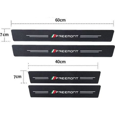 (4 pièces) Seuil de porte avant et arrière de voiture Fiat FREEMONT,protection autocollante en fibre de carbone pour pédale d'accueil,coffre et pare-chocs (1/3)