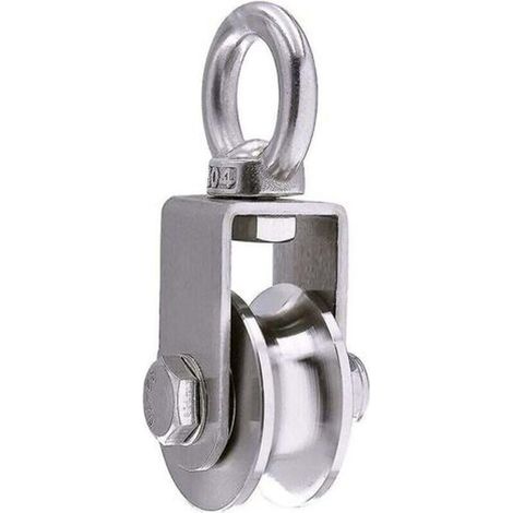 Poulie de levage 500kg - 48mm avec 2 roulements + anneau 201mm - Rainure U pour câble - Chargement/déchargement - Entrepreneurs et professionnels (1/4)
