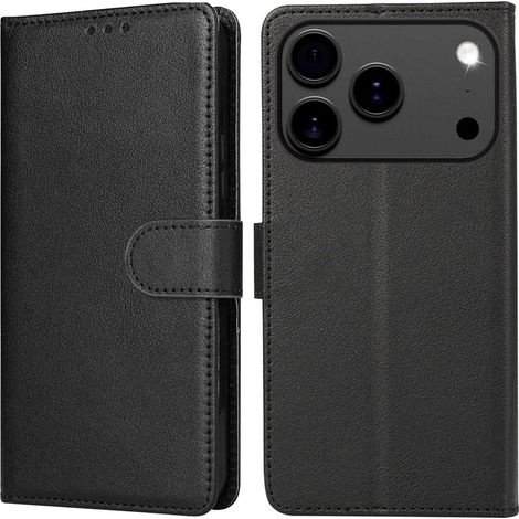 Handyhülle iPhone 17 Pro Leder Klappbar iPhone 17 Pro Schwarz (1/5)