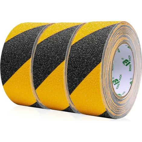 3 Rollo Negro Amarillo Cinta Antideslizante Escaleras, 5cm×10m Antideslizante Cinta Adhesiva,Alta Tracción Cinta Antideslizante Adhesiva,Cinta Adhesiva Antideslizante Escaleras