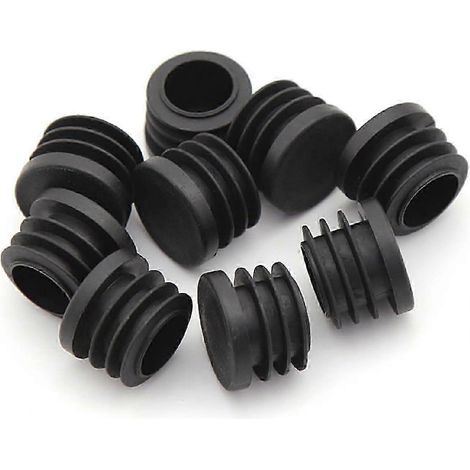 Packung mit 20 schwarzen Kunststoffkappen, 28 mm Durchmesser, schwarze runde Rohrenden, kompatibel mit Stuhl-, Schreibtisch-, Tisch- und Möbelbeinen. (1/5)