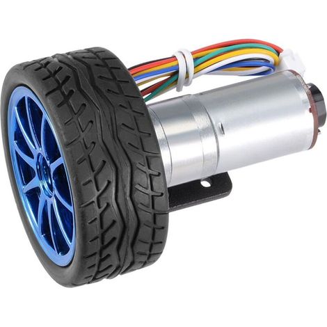 Encodeur DIY, moteurs avec roues pour robot de voiture intelligent, 12 V CC, 500 tr/min, 2 x 12 V CC, avec support de montage pour moteur 65 mm (vitesse 100) (1/5)
