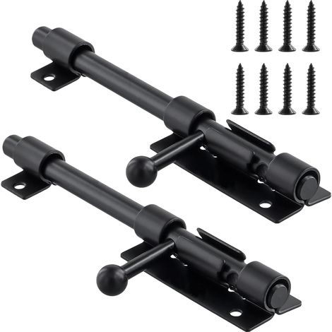 Lot de 2 Verrous de Porte Exterieur en Acier Inoxydable 304 - Verrou Coulissant 160mm pour Portail, Jardin, Maison, Abri - avec Vis (1/5)
