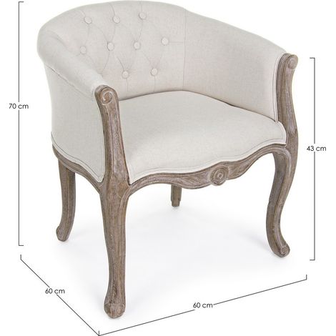 2x Poltrona classica legno e tessuto naturale Diva (1/5)
