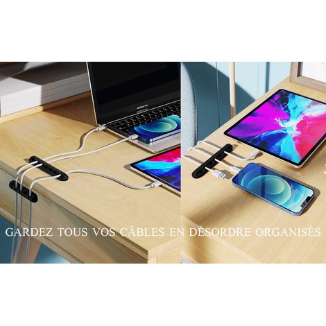 SOULWIT® Clips Câble Organisateur Bureau, Lot de 3 Support de Câble, Organisateur de Cordon, Gestion des Cables, Câble Rangement pour USB Câbles de Chargeur/Souris/Écouteur/PC (1/5)