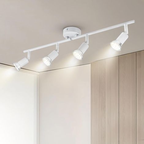 Plafonnier Spot Plafond 4 Spots LED Orientable GU10 Éclairage de Plafond Plafonnier Luminaire Spot Applique Muraux Moderne Intérieur pour Cuisine Salon Chambre 230V, Blanc Sans Ampoule (1/5)
