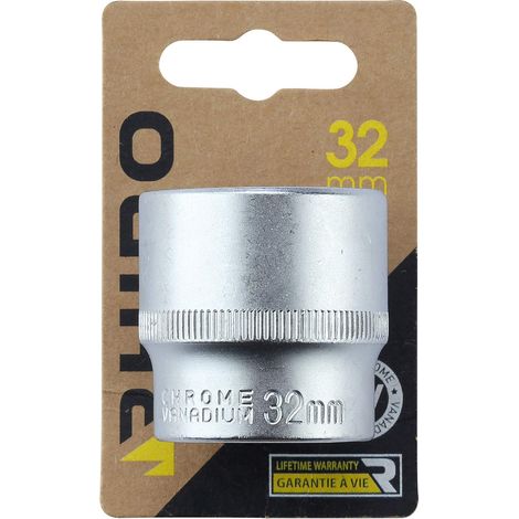RHINO 9212 esagonale 32 mm set bussola esagonale, curva metrica, 6 punte, diametro 32 mm, quadro di allenamento 1/2" – Alta qualità (cromo vanadio – Garanzia a vita – Varie misure disponibili, NC (1/2)
