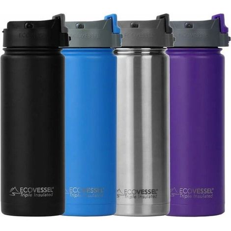 Gourde - Isolation Triple Paroi - Compatible Porte-Gobelet Standard - Couvercle À Bouton Poussoir - 710 ml