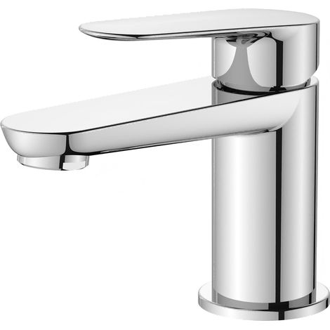 Robinet mitigeur de lavabo, robinet d'évier de salle de bain en laiton massif avec cartouche en céramique anti-goutte et tuyaux G1/2", mitigeur à levier unique chaud et froid, chromé - Dimensions