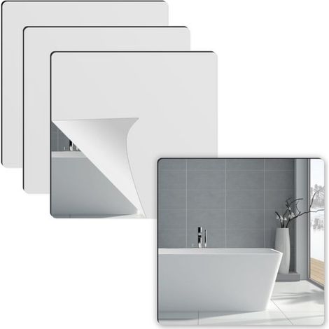 Miroir adhésif rectangulaire RUX® - Miroir de porte pleine longueur - Lot de 4 miroirs autocollants - Miroir carré adhésif - Film miroir - Effaçable - 40 cm x 30 cm x 20 cm (1/5)