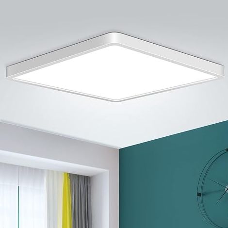 LED Ceiling Light, Square 24 W 5000 K 2400 Lumen, LED Lighting for Bathroom, Bedroom, Living Room, Kitchen, Basement, Balcony, Ultra-Thin Diameter 29 x H 2.5 cm (1/5)
