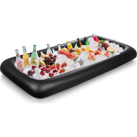 Barres de Service Gonflables avec Bouchon de Vidange, 130 x 62 x 12 CM Bar a Glace Gonflable, Buffet, Salade, Boissons et Nourriture Plateau, pour Fête, Pique-Nique, Camping