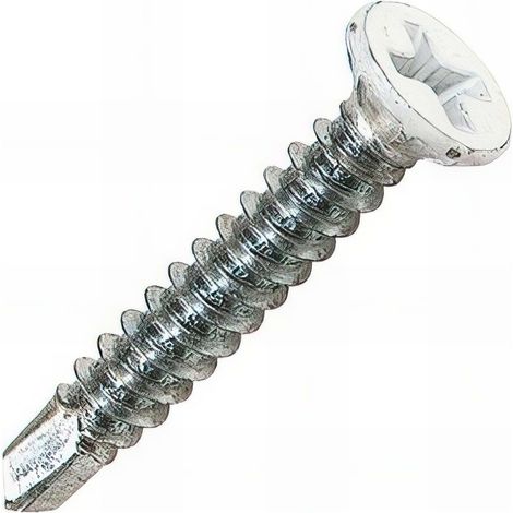 1000 vis PVC fore autoperceuses, tête fraisée PH2, laquée blanc - 3.9 x 16 mm (1/2)