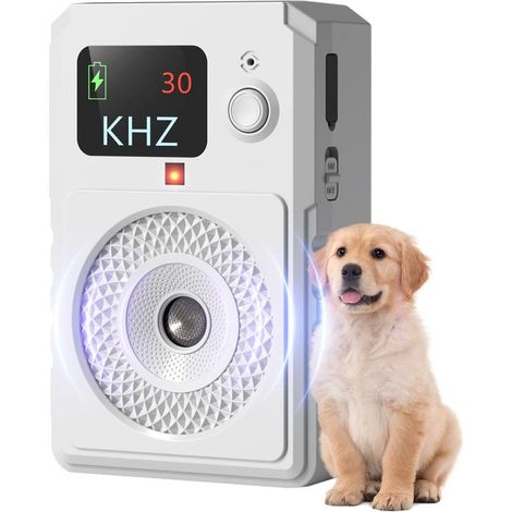 Dispositivos antiladridos，silenciador de ladridos recargable，tope de ladridos para entrenamiento de perros en interiores y exteriores (blanco) (1/5)