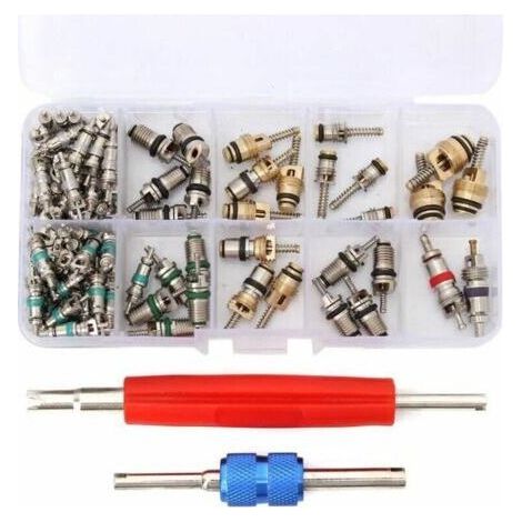 100x Valve Core R12/ R134A Voiture Air Climatiseur Vanne Noyau Démonte obus Kit