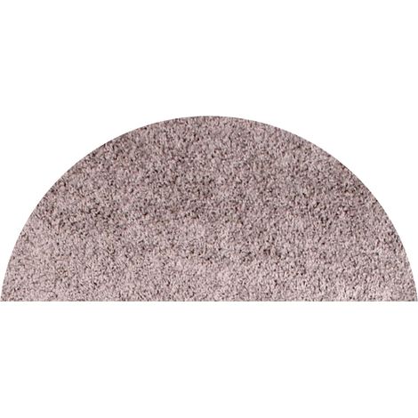 Modern Retro Plain Soft Shaggy Half Moon Doormat Rug Silver 70 x 140 cm (2'3''x4'7'') Semi Circle (1/4)