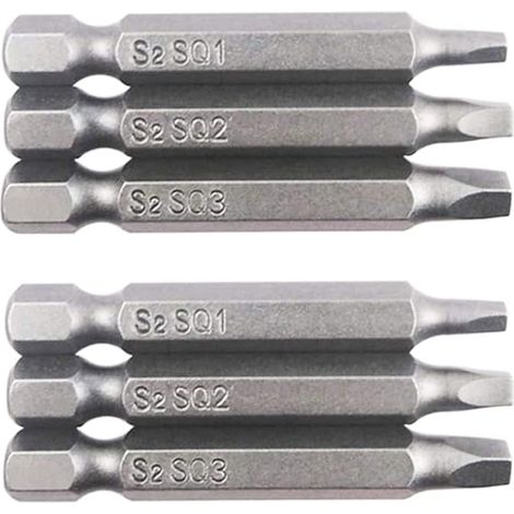 Set mit 6 magnetischen Schraubendreherbits mit 6,35 mm langen Vierkantköpfen für SQ1 SQ2 SQ3 Elektrowerkzeuge (50 mm)