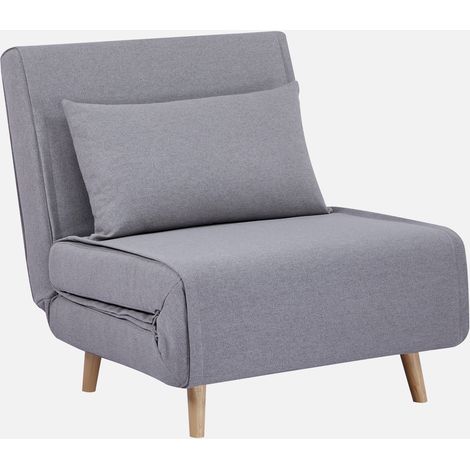 Poltrona letto convertibile tessuto con piedi in legno 1 posto