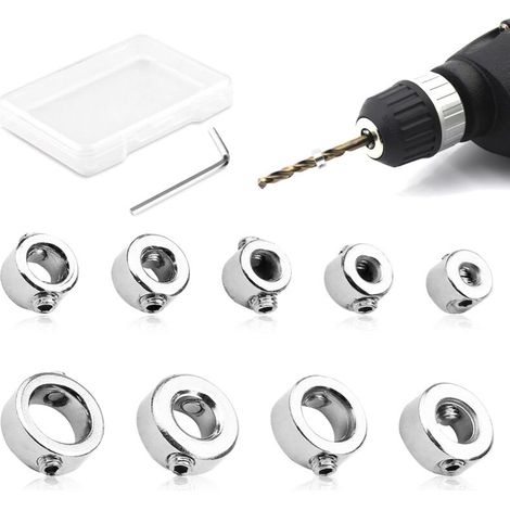 Bohrtiefenanschlag – 9-teilig aus Edelstahl, einstellbar von 3 bis 12 mm, inklusive Inbusschlüssel
