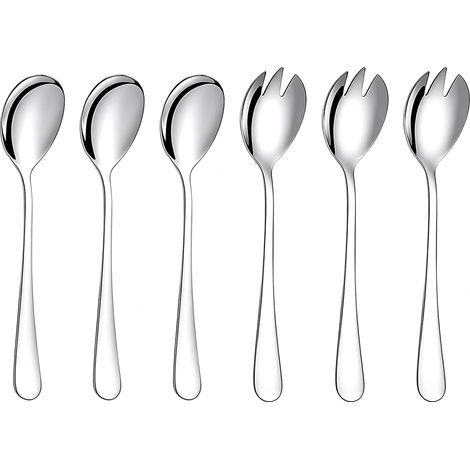 Couverts À Salade, set cuillère et fourchette à salade inox poli miroir, ustensiles de service pour cuisine, table, repas, buffet, usage quotidien (1/5)