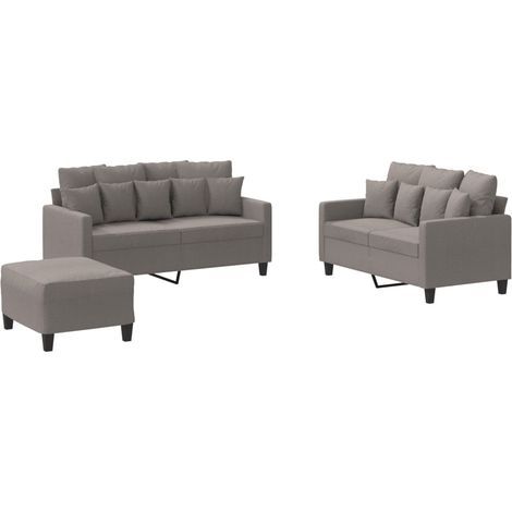 Ensemble de Canapé  Sofas 3 pcs avec coussins Taupe Tissu (1/5)