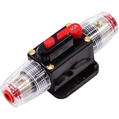 BUNTHAUS 40A Car Audio Inline Leistungsschalter Reset Schalter Sicherung für Auto Boot Automotive Audio System Schutz (Schwarz) (1/3)