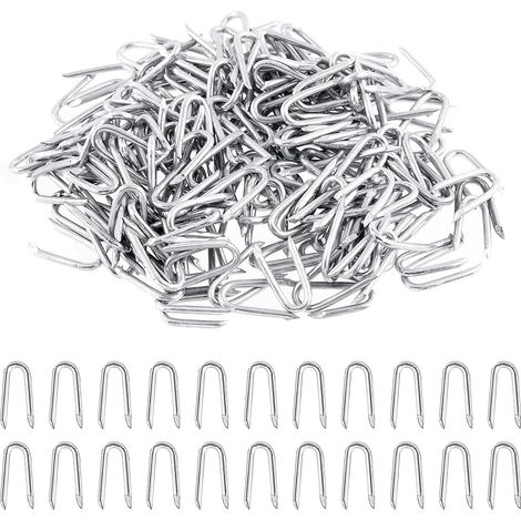 Lot de 200 agrafes en U galvanisées robustes de 20 mm pour clôture tissée et treillis métallique (1/5)