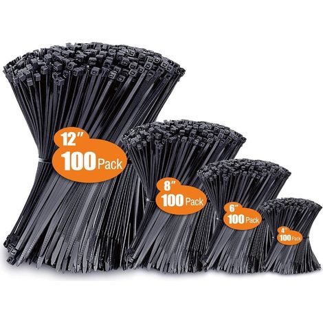 Kabelbinder Schwarz Set 300 200 150 100x3.6 mm-400 St&xFCck Schwarz (1/5)