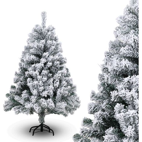Wolketon 120cm Künstlicher Weihnachtsbaum mit Weiß Schneeflocken Tannenbaum für Weihnachten-Dekoration, (Ø ca. 80 cm) mit 340 Spitzen und Schnellaufbau Klapp-System (1/5)