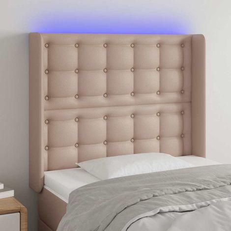 vidaXL Tête de lit à LED Cappuccino 103x16x118/128 cm Similicuir (1/5)