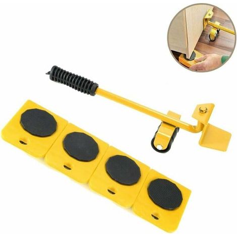Lifter Furniture with 4 Pack Movable Sliders Heavy Duty Furniture Roller Moving Tools up to 150KG / 330 LB, 360 Degree Rotating Skates (Yellow) (1/4)