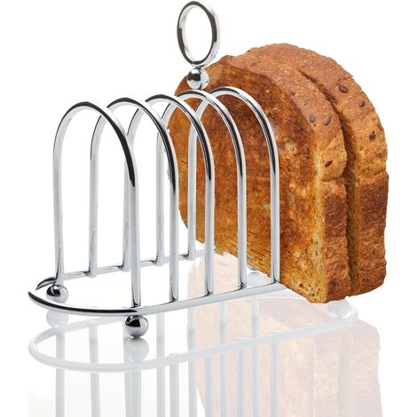 Porta pane tostato in stile vittoriano, in acciaio color argento adatto a molte occasioni - FQ - (1/5)