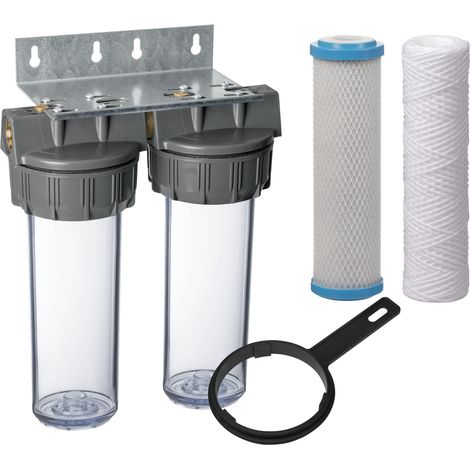 Dualofiltre Anti-goût Apic : Filtre anti-impuretés et anti-goût, équerre + clé (1/4)