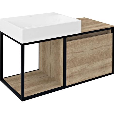 Sapho Skara - Waschtischunterschrank, 100x50x47 cm, Alabama Eiche/schwarz matt CG004-2222