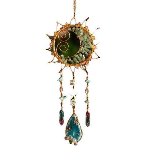 Kristall-Sonnenfänger, Wanddekoration mit Mond und Sonne, Boho-Chic-Dekor für ein süßes Schlafzimmer, Halbmond