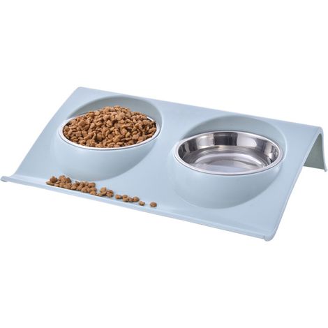 Double Bol pour Chien en Acier Inoxydable - Gamelle Anti-Éclaboussures pour Nourriture Animale (1/5)