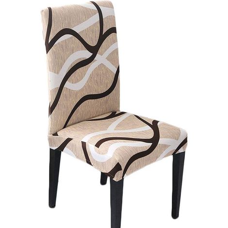 Housse de Chaise Salle à Manger Extensible pour Un Ajustement Universel Lycra étirable Durable pour Banquet Hôtel Décor de Restaurant (Blanc/Motif de Ligne, 6 pièces) (1/2)