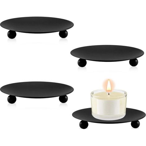 [NON UTILIZZATO] Portacandele retrò in metallo da 4 pezzi per candele da tavolo, candele a colonna, candele votive, Natale, Halloween, decorazioni per la casa (nero)