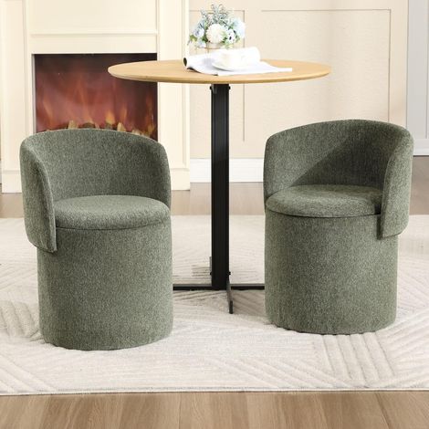 Wahson Lot de 2 Chaise de Salle à Manger en Tissu Chenille-Dossier Réglable, Siège avec Rangement Intégré Pour Cuisine/Salon/Bureau, Vert (1/5)