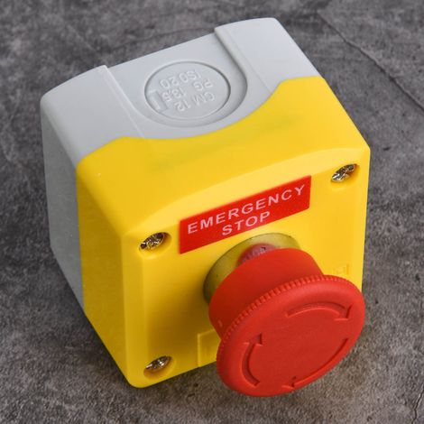 Not-Aus-Taster mit roter Beschriftung, wasserdicht nach IP65, SP A001 (1/5)