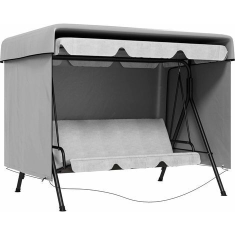 Telo di protezione, copertura protettiva per mobili da giardino, copertura impermeabile con protezione UV, fissaggio aggiuntivo, rettangolare, PE, grigio, 215 x 155 x 150 cm (1/5)