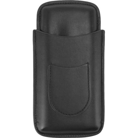 Étui à cigarettes en cuir noir, capacité 3 pièces, boîte de rangement portable pour cigares avec poche extérieure. (1/5)