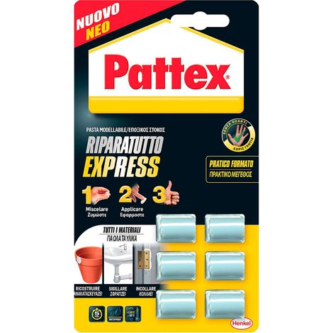 Ripara Express Pattex Colla Epossidica Extraforte Ricostruisce Monodose 6x5gr