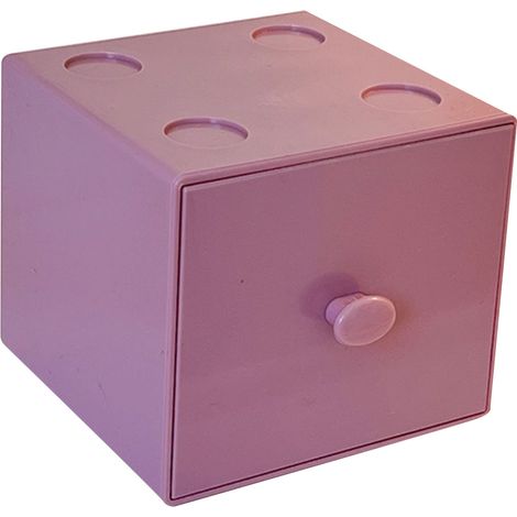 Desktop Storage Box Plastic Stackable Square Desk Organizer with Drawer for Home Paper Clips Office Supply Accessory Purple
